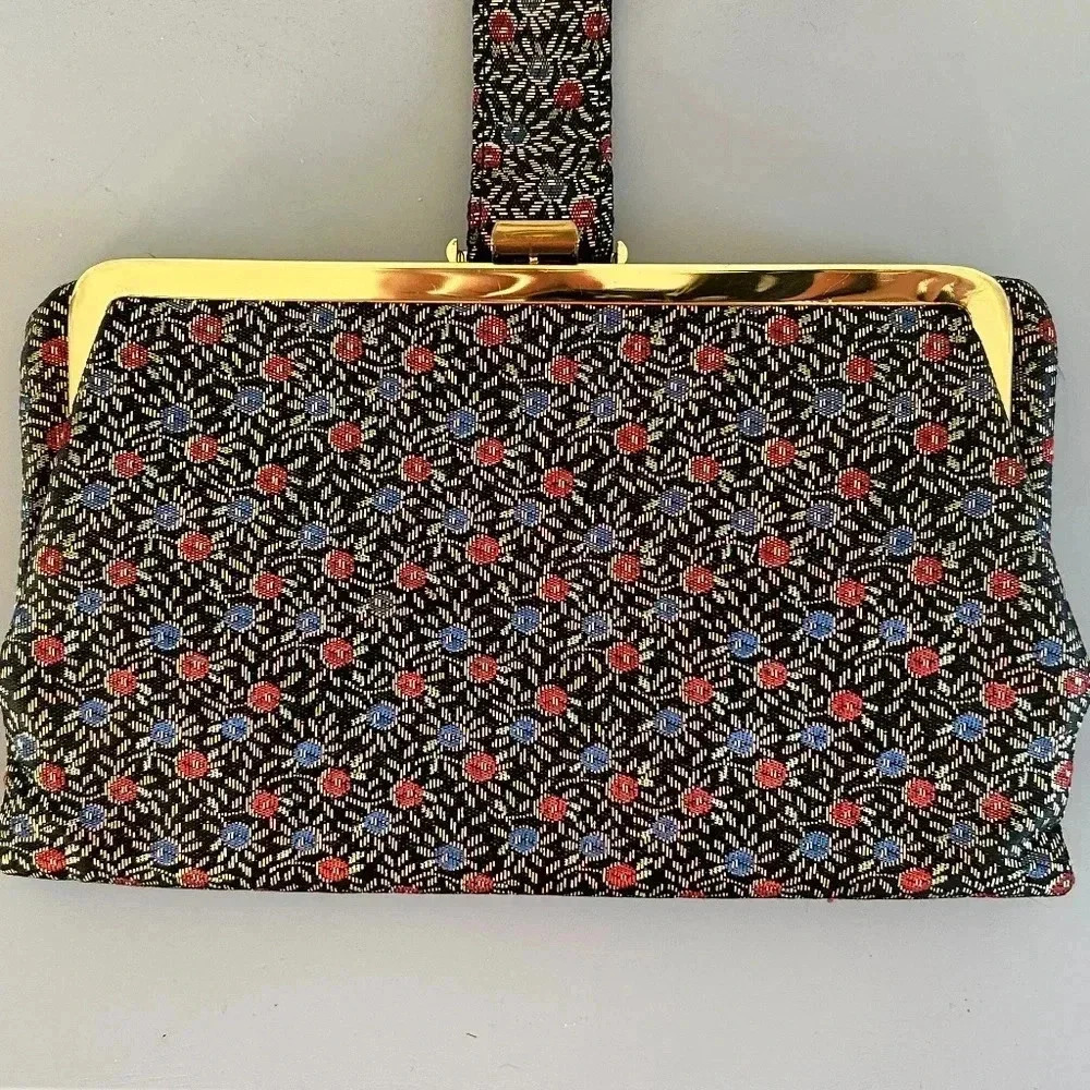 Vintage Fabric Hinged‎  Clutch
